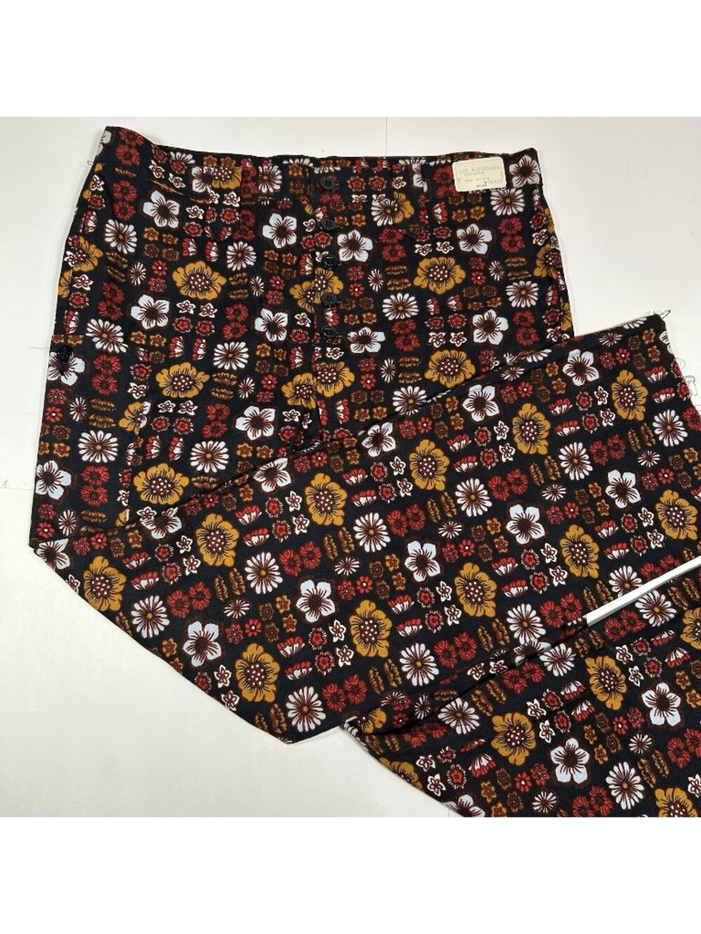NWT VTG 70s Rappers Bell Bottoms Pants Multicolor Floral Side Pockets Sz W36 L30